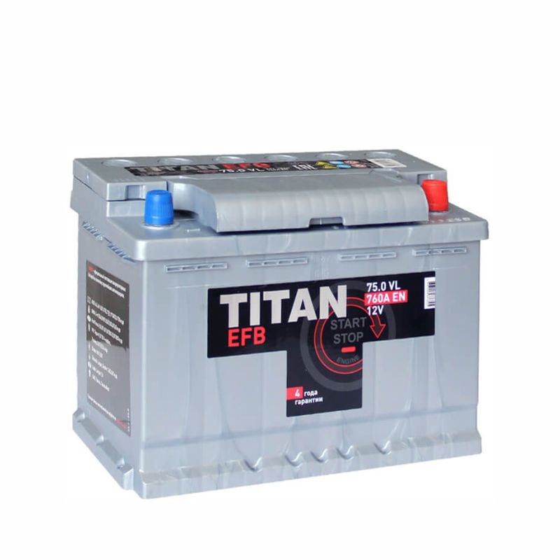 Аккумуляторы efb 75. Аккумулятор Titan EFB 6ст75. Titan EFB 75. Titan Classic 6ст-75.0 VL. АКБ Titan EFB 6ст-75.0 a/h (-/+) 12v 710 a en 276 x 175 x 190.